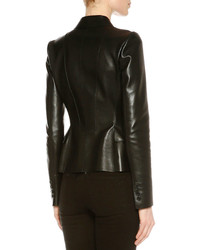 Tom Ford Natural Satine Fitted Leather Jacket Black