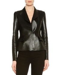 Tom Ford Natural Satine Fitted Leather Jacket Black