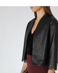 Reiss Nela Collarless Leather Jacket