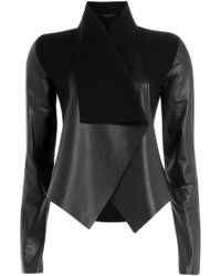 Donna Karan New York Leather And Wool Draped Jacket