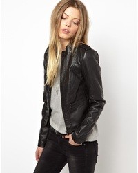 Noisy May Macy Short Leather Look Jacket Black