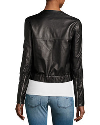 Theory Onorelle Noble Cropped Leather Jacket Black