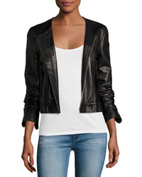 Theory Onorelle Noble Cropped Leather Jacket Black