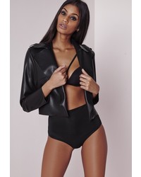 Missguided Peace Love Faux Leather Jacket Black