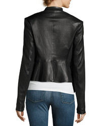 Theory Peplum Jacket Leather Jacket Black