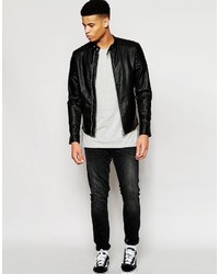 Pull&Bear Faux Leather Jacket With Zip Detail