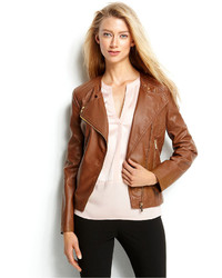 Calvin Klein Quilted Faux Leather Zip Front Moto Jacket
