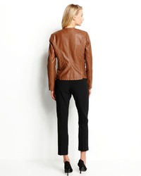 Calvin Klein Quilted Faux Leather Zip Front Moto Jacket