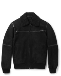Ermenegildo Zegna Slim Fit Leather Trimmed Shearling Jacket