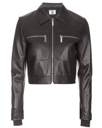Topshop Unique Mason Crop Leather Bomber Jacket