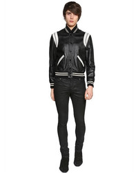 Saint Laurent White Details Soft Leather Teddy Jacket