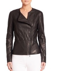 Elie Tahari Wilma Asymmetrical Zipper Leather Jacket