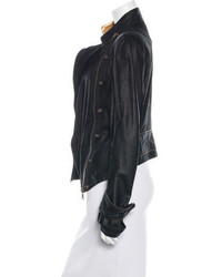 Gianfranco Ferre Zip Accented Leather Jacket