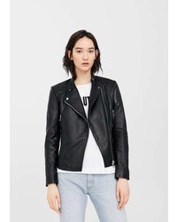 Mango Zip Leather Jacket