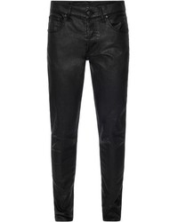 Alexander McQueen Black Coated Stonewash Stretch Denim Jeans