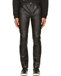 McQ Alexander Ueen Black Leather Denim Pants