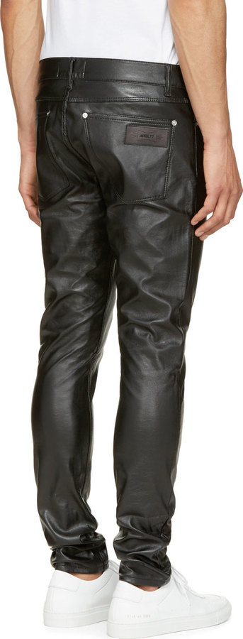 April 77 April77 Black Leather Joey Lezzer Jeans, $220 | SSENSE | Lookastic