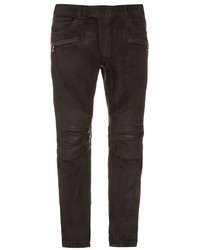 Balmain Biker Leather Panel Jeans
