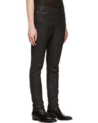 Saint Laurent Black Coated Skinny Jeans
