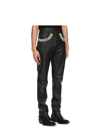 Eastwood Danso Black Leather Cowrie Shell Trousers
