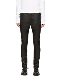 Julius Black Leather Denim Skinny Jeans