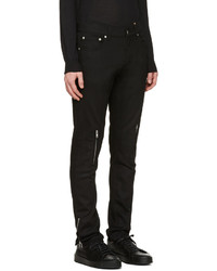Alexander McQueen Black Leather Pockets Jeans