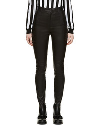 Givenchy Black Leather Ribbed Jeans