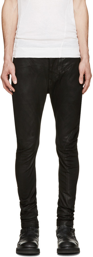 Julius Black Skinny Waxed Jeans, $625 | SSENSE | Lookastic