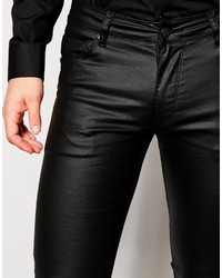 Asos Brand Extreme Super Skinny Jeans In Leather Look