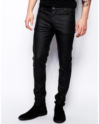 Asos Brand Skinny Jeans In Leather Look