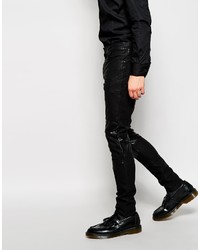 Asos Brand Super Skinny Jeans In Leather Look