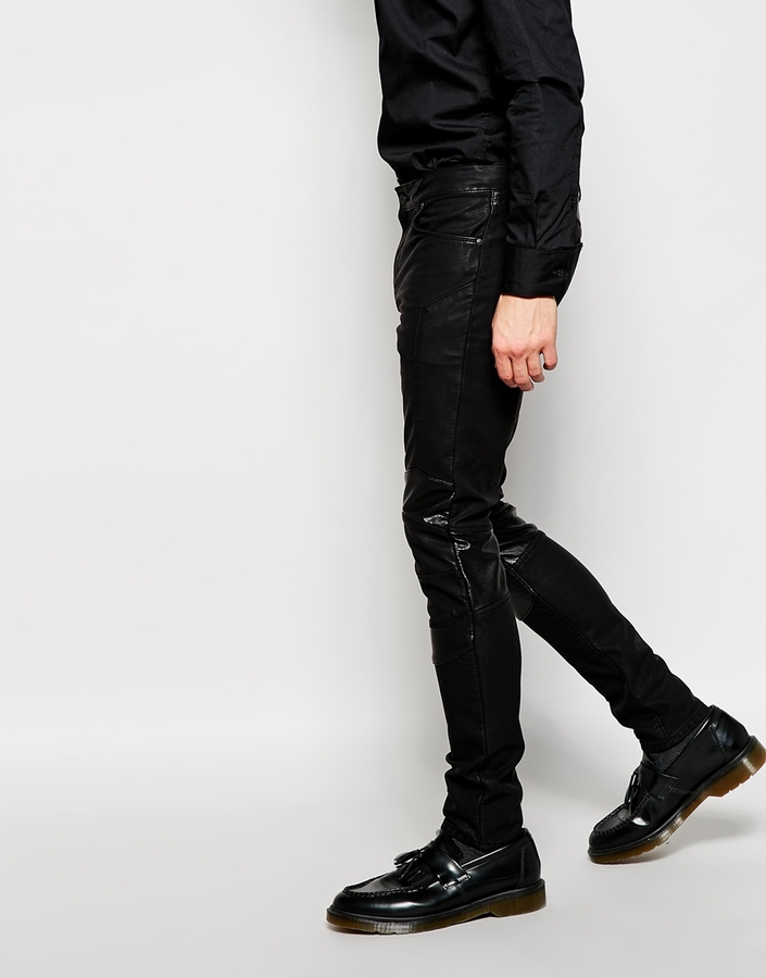 ASOS DESIGN skinny jean in black leather look