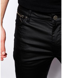 Asos Brand Super Skinny Jeans In Leather Look