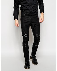 mens leather look jeans