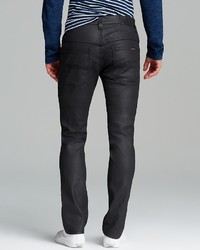 Nudie Jeans Co Thin Finn Slim Straight Fit Jeans In Coated Black