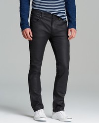 Nudie Jeans Co Thin Finn Slim Straight Fit Jeans In Coated Black