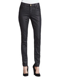 Current/Elliott The Ankle Skinny Coated Jeans Black