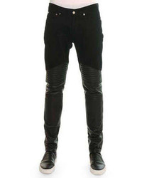 Givenchy Denim Pants With Leather Trim Black