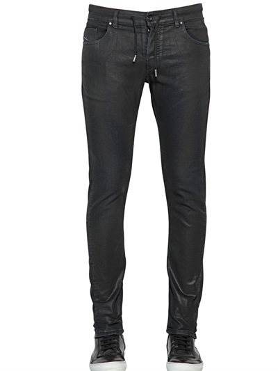 Diesel Black Denim Coated Cotton Jeans, $450 | LUISAVIAROMA | Lookastic