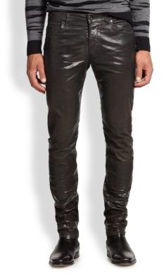 black leather jeans