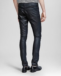 The Kooples Jeans Leather Look Slim Fit In Black