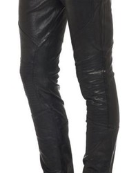 J Brand Leather Bearden Moto Jeans Black
