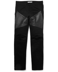 Givenchy Leather Trimmed Panelled Dry Denim Jeans