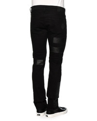 Marcelo Burlon County of Milan Marcelo Burlon Slim Fit Denim Jeans Wfaux Leather Patches Black
