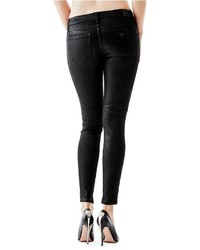GUESS Mid Rise Paneled Shape Up Jeans In Coated Black Wash