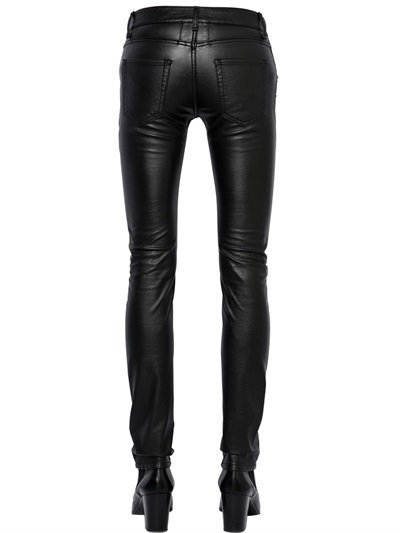 Saint Laurent 15cm Zip Stretch Faux Leather Jeans, $990 | LUISAVIAROMA ...