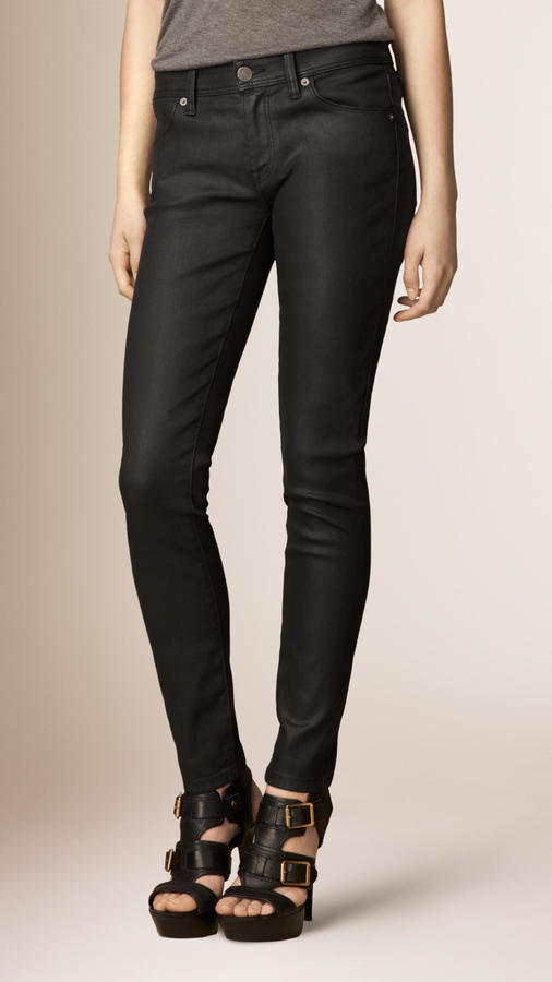 Værdiløs Afslag organisere Burberry Skinny Fit Low Rise Wax Coated Jeans, $250 | Burberry | Lookastic