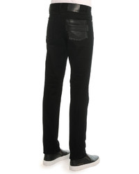 Givenchy Slim Denim Pants With Leather Back Pocket Black