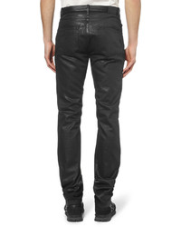 Balenciaga Slim Fit Coated Denim Jeans With Leather Waistband