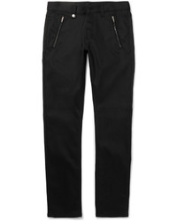 Alexander McQueen Slim Fit Leather Trimmed Cotton Drill Jeans